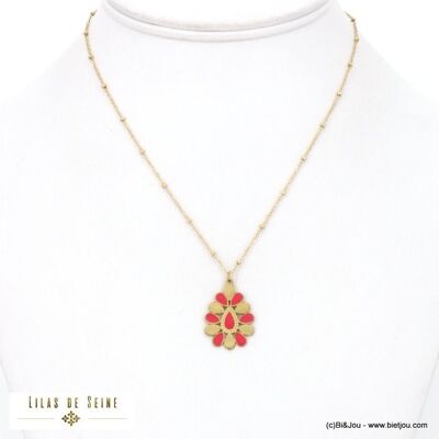 Collier acier inoxydable gouttes résine époxy femme 0122144