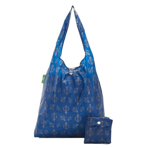 Eco Chic Lightweight Foldable Reusable Shopping Bag Fleur de Lys