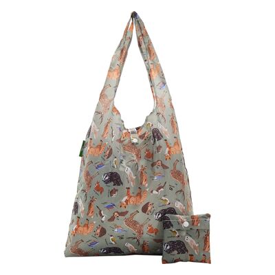 Eco Chic Lightweight Foldable Reusable Shopping Bag Woodland
