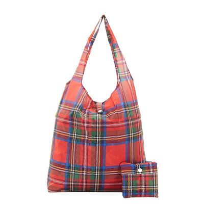 Eco Chic Lightweight Foldable Reusable Shopping Bag Tartan