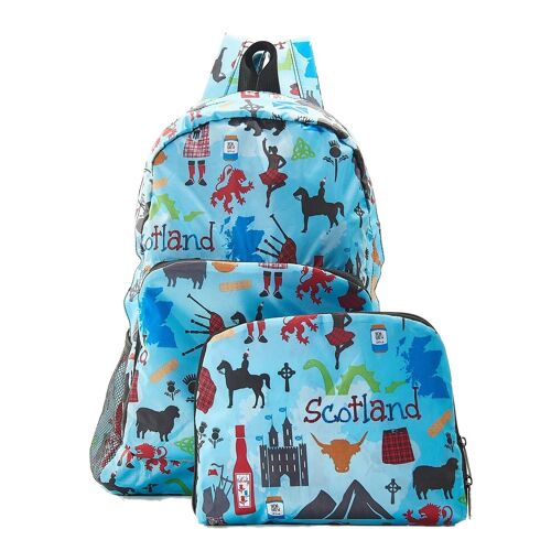Eco Chic Lightweight Foldable Backpack Scottish Montage