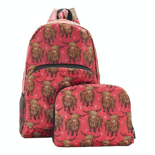 Eco Chic Lightweight Foldable Backpack Highland Cow