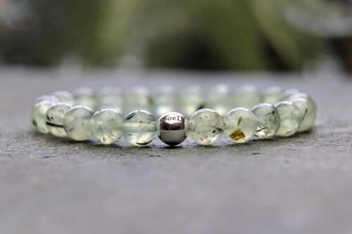 Prehnite 8mm Sterling Silver Bracelet