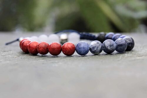 Red, White and Blue Beaded Diffuser Bracelet
