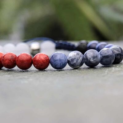 Red, White and Blue Beaded Diffuser Bracelet