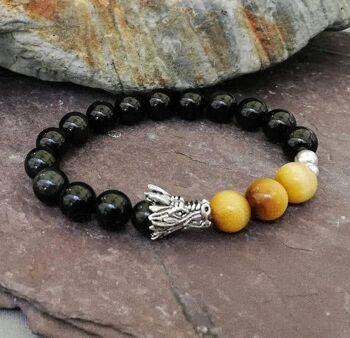 Bracelet Dragon Onyx et Oeil de Tigre