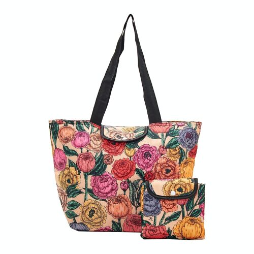 Eco Chic Lightweight Foldable Insulated Shopping Bag Peonies