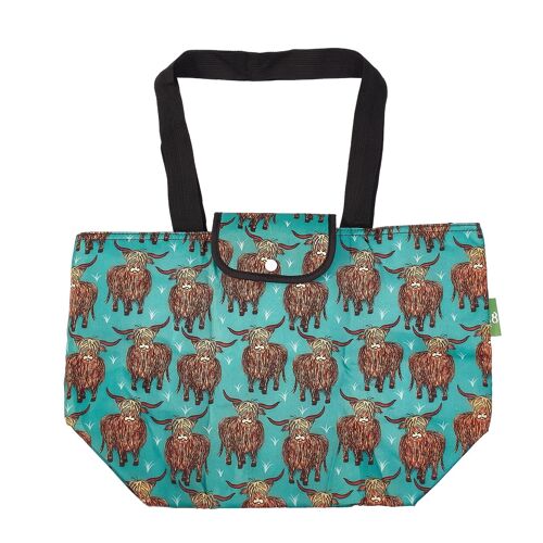 Eco Chic Lightweight Foldable Insulated Shopping Bag Highland Cow
