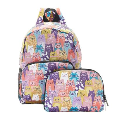 Eco Chic Lightweight Foldable Mini Backpack Stacking Cats