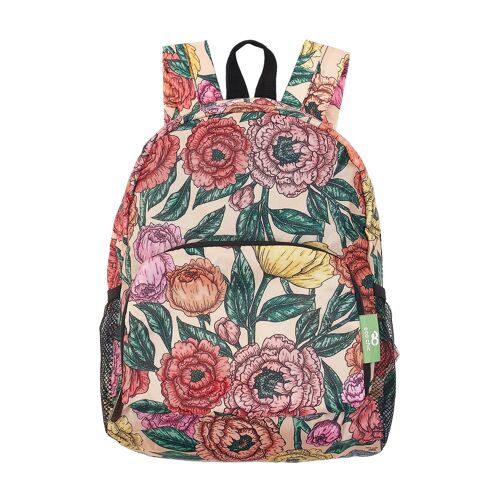 Eco Chic Lightweight Foldable Mini Backpack Peonies