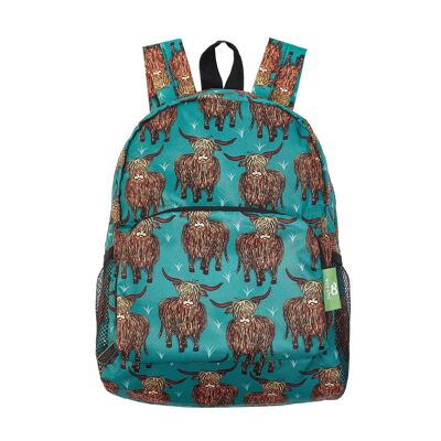 Eco Chic Lightweight Foldable Mini Backpack Highland Cow