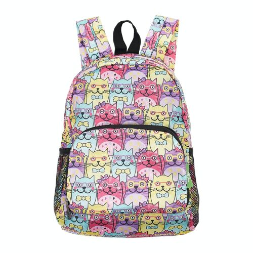 Eco Chic Lightweight Foldable Mini Backpack Glasses Cats