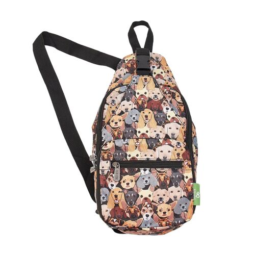 Eco Chic Lightweight Foldable Crossbody Bag Stacking Dogs