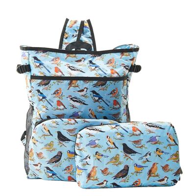 Eco Chic Lightweight Foldable Backpack Cooler Wild Birds