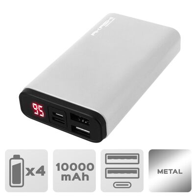 Akashi Technology - Batterie Powerbank 10,000 mAh à Charge Ultra-Rapide Power Delivery - Finition Aluminium Argenté