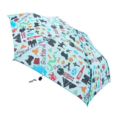 Eco Chic Foldable Mini Umbrella Scottish Montage