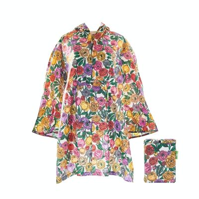 Eco Chic Waterproof Foldable Adult Poncho Peonies