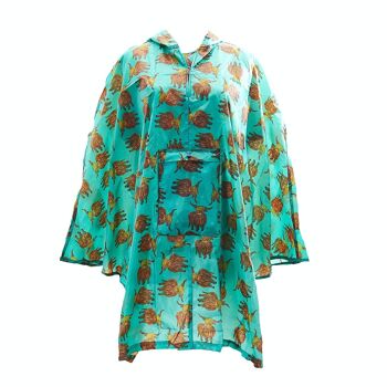 Eco Chic Poncho Adulte Imperméable Pliable Vache Highland 2