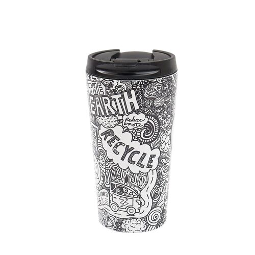 Eco Chic Thermal Coffee Cup Save the Planet (Black and White)