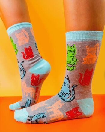 Eco Chic Chaussettes Écologiques en Bambou Chats 4