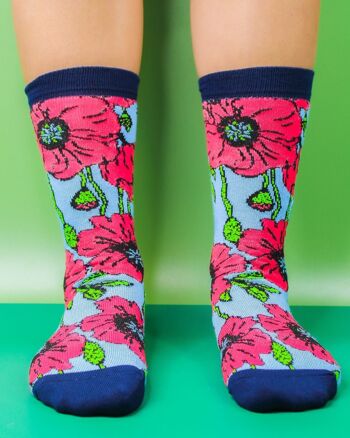 Eco Chic Chaussettes Écologiques en Bambou Coquelicots 3