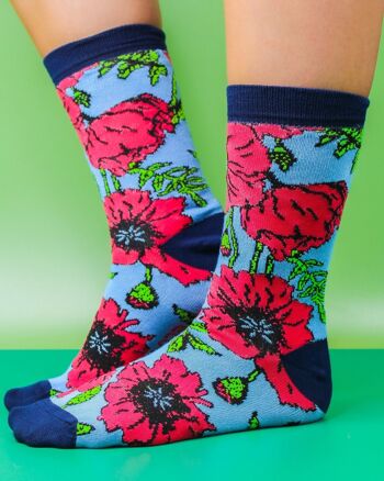 Eco Chic Chaussettes Écologiques en Bambou Coquelicots 4