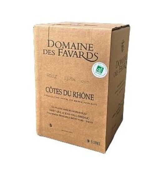 Vin rouge Bio - Côtes du Rhône - Grenache, Syrah - Vallée du Rhône - Bag-in-box (BIB 5L)