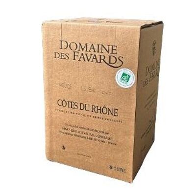 Vin rouge Bio - Côtes du Rhône - Grenache, Syrah - Vallée du Rhône - Bag-in-box (BIB 5L)