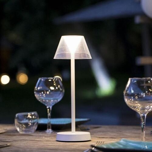 Lampe de table sans fil LED BEVERLY WHITE H34cm