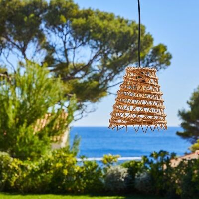 ZAKARI OUTDOOR CABLE mains-powered pendant lamp in bohemian natural date palm fiber 5m cable length