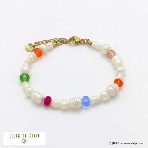 Bracelet perles eau douce cristal acier inoxydable 0222132