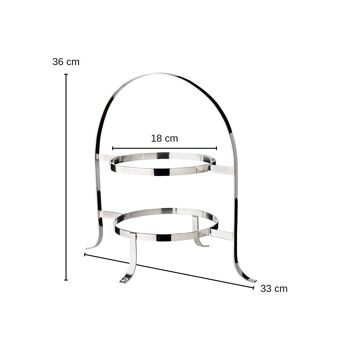 Présentoir à gâteaux Sina (hauteur 33 cm), pour 2 assiettes Ø 20 à 28 cm, métal argenté lourd 3