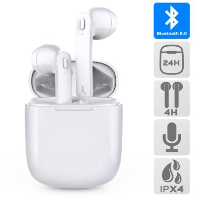 Akashi Technology - Ecouteurs Bluetooth Premium - Blanc