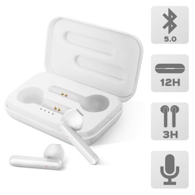 Akashi Technology - Ecouteurs Bluetooth True Wireless - Blanc