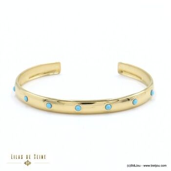 Bracelet jonc fin acier inoxydable strass femme 0222013 2