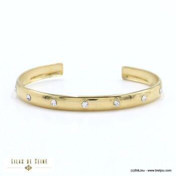 Bracelet jonc fin acier inoxydable strass femme 0222013 4