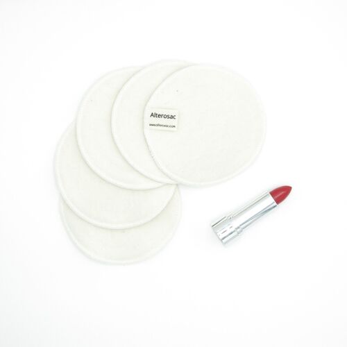 Coton démaquillant lavable en coton bio (rond) – x 5