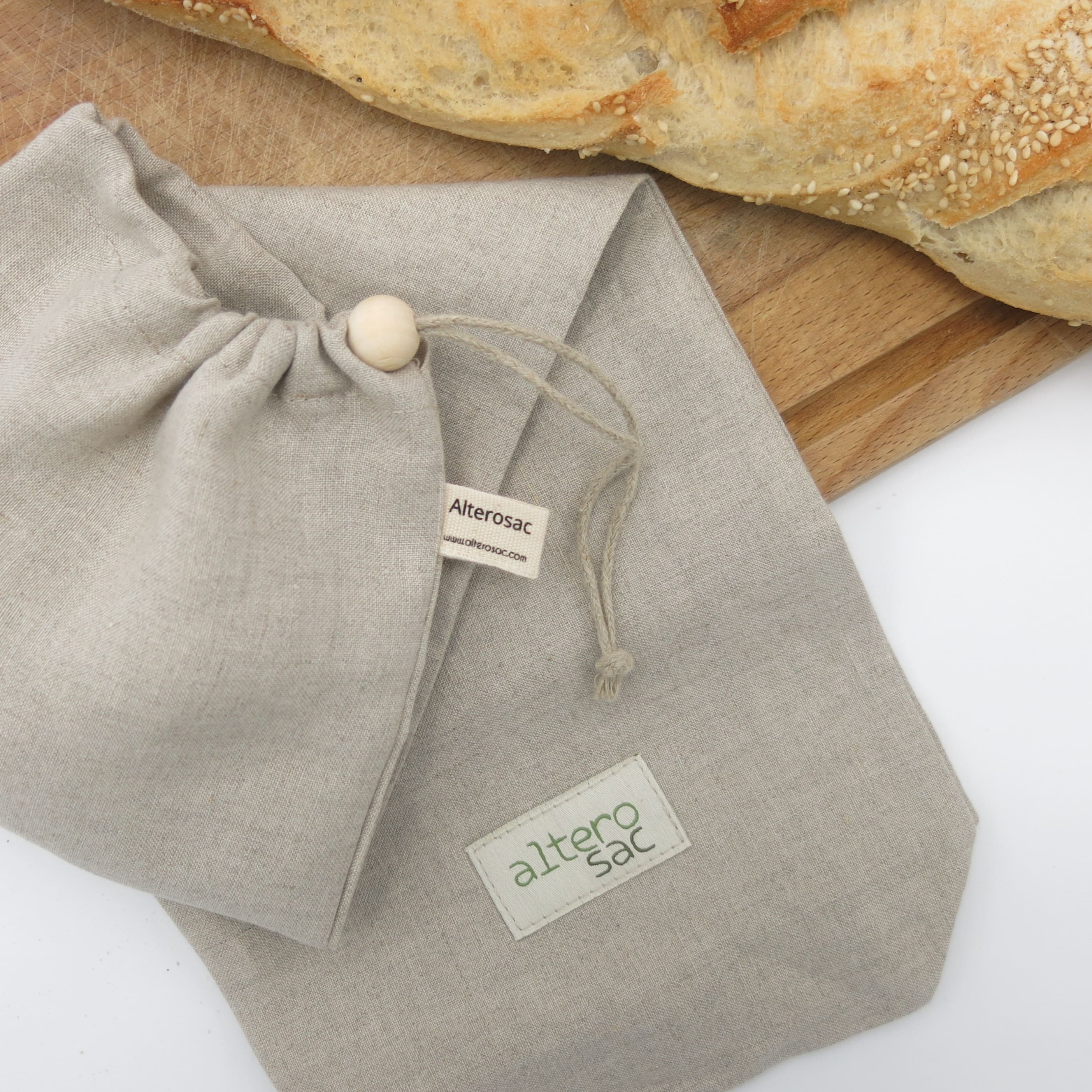 Organic linen baguette bag