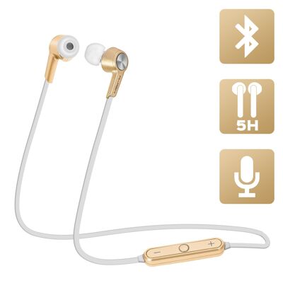 Akashi Technology - Ecouteurs Sans Fil Bluetooth avec Micro - Doré