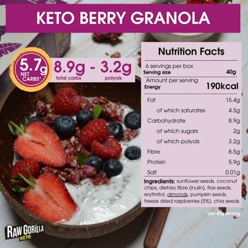 Raw Gorilla Keto, Vegan & Organic Berry Granola (250g) 3