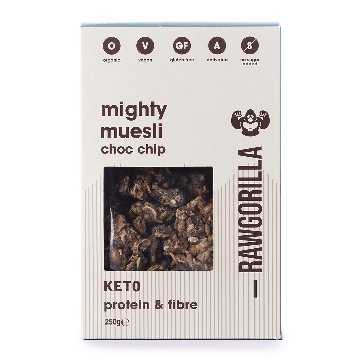 RAWGORILLA Organic Mighty Muesli Choc Chip Keto & Vegan (250g)