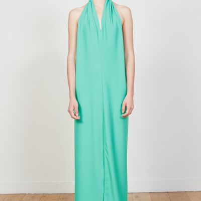 Long dress in satin-backed crepe