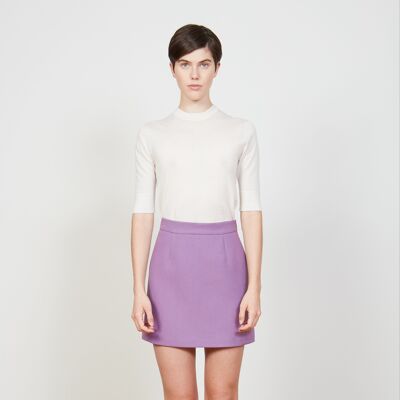 Short skirt in virgin wool and cotton canva