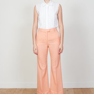 High-waisted trousers in tropical wool