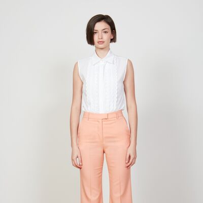 High-waisted trousers in tropical wool