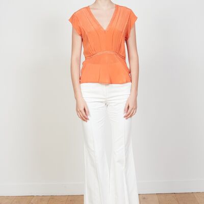 Fitted top in silk crepe