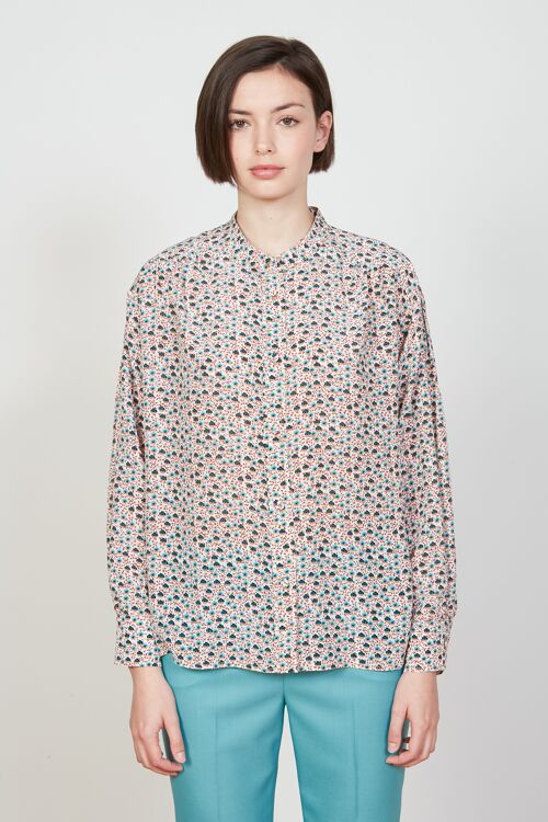 Blouse en crêpe de soie floral