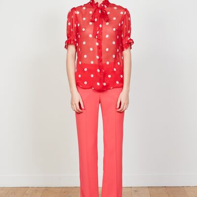 Polka Dot Chiffon Blouse