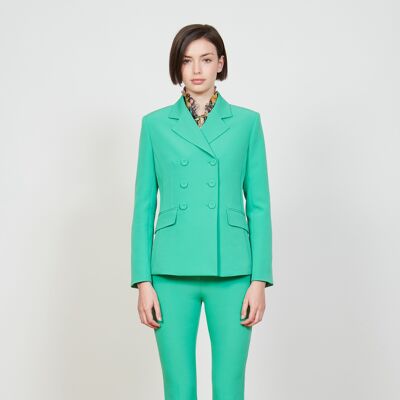 Fitted double-breasted twill suit jacket