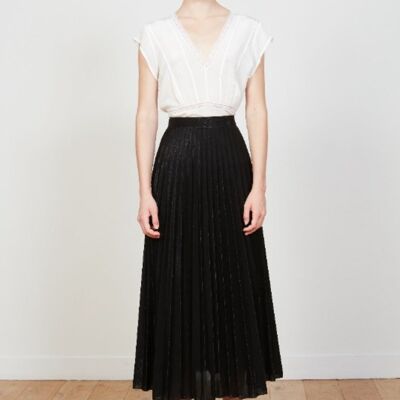 Long belted sun pleated skirt